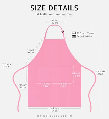 Syntus Apron for Men Women, Adjustable Cooking Kitchen Apron with 2 Pockets - color: Hot Pink, style: 2 Polyester