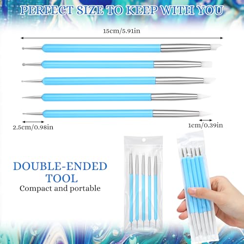 ElaraBerry 50 Pcs Silicone Clay Sculpting Tools 10 Sets Polymer Clay Tools Dotting Embossing for Pottery Ceramics Rock Nail Blending Drawing Modeling Painting