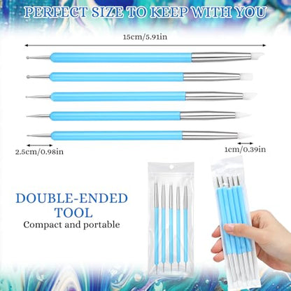 ElaraBerry 50 Pcs Silicone Clay Sculpting Tools 10 Sets Polymer Clay Tools Dotting Embossing for Pottery Ceramics Rock Nail Blending Drawing Modeling Painting