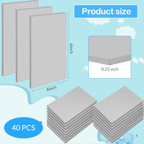 Frienda 40 Pcs Rubber Carving Blocks Linoleum Block 4"x6", Gray - color: Gray