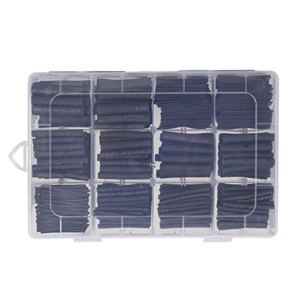 720 PCS Black Ratio 2:1 Heat Shrink Tubing Kit with Box, 8 Sizes