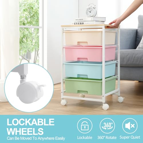 Utility Cart with 4 Drawers, Rolling Storage Cart with Drawers, Rainbow - color: Rainbow, size: 4 Drawers