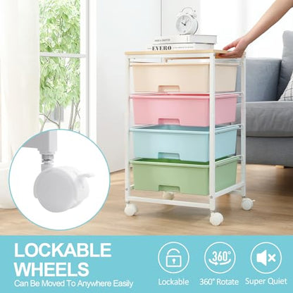 Utility Cart with 4 Drawers, Rolling Storage Cart with Drawers, Rainbow - color: Rainbow, size: 4 Drawers