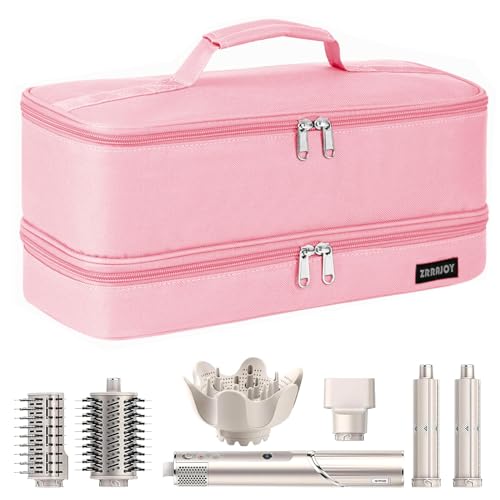 ZRRAJOY Double Layer Storage Case For Shark Flexstyle, Travel Carrying Case For Shark 430/440 Flexstyle, Organizer Bag For Shark Flexstyle/Dyson Airwrap Styler Attachments - color: Pink