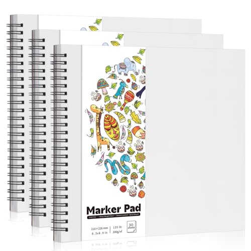 3 Pack Marker Paper Pad, 8.3 × 8.9 in, Double-Sided, 200gsm - size: 8.3×8.9 Inch (3 Pack)