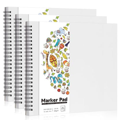 3 Pack Marker Paper Pad, 8.3 × 8.9 in, Double-Sided, 200gsm - size: 8.3×8.9 Inch (3 Pack)