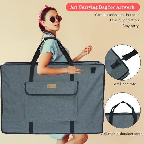 MeetYr Life Premium Art Portfolio Bag 24"x18" – Waterproof, Triple Padded, Portable with Shoulder Strap – for Artwork, Posters, Sketches & Paintings - size: 24"x18"