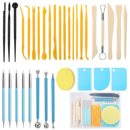 AULEEP 35 PCS Clay Sculpting Tools Kit, Air Dry Clay Tool for Pottery Craft