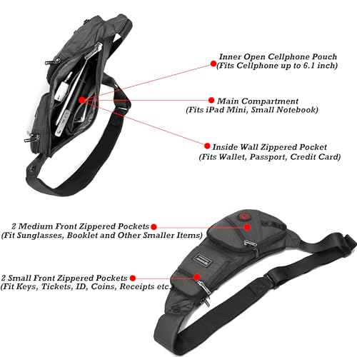 NICGID Sling Bag Chest Shoulder Backpack Crossbody Daypack for Men Women - color: Black-1