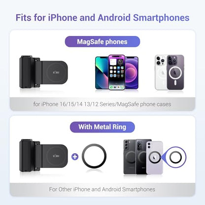 Travel Phone Camera Grip with Remote for MagSafe iPhone 17 16 15 Pro Max - color: Magsafe Phone Grip-Gray