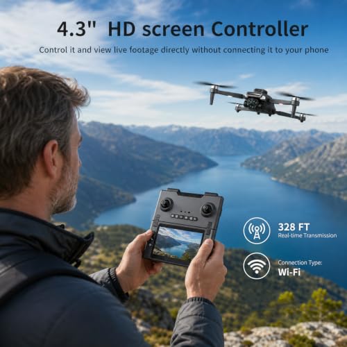 M66M Drone with 2K Camera for Adults, Foldable RC Camera Drone Gifts - color: Grey