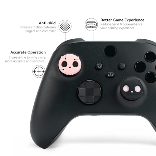 GeekShare Cute Xbox One Controller Thumb Grips, Soft Silicone Thumbsticks Cover Caps Set Compatible with Xbox One Controller, 2 Pair / 4 Pcs - Pink Skull
