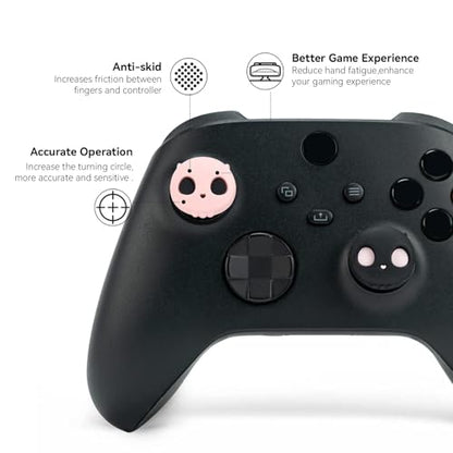 GeekShare Cute Xbox One Controller Thumb Grips, Soft Silicone Thumbsticks Cover Caps Set Compatible with Xbox One Controller, 2 Pair / 4 Pcs - Pink Skull