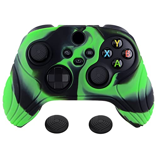 eXtremeRate PlayVital Samurai Edition Anti-Slip Controller Grip Silicone Skin for Xbox Core Controller, Ergonomic Protective Case Cover for Xbox Series S/X w/Thumb Grips - Green & Black - color: Green & Black