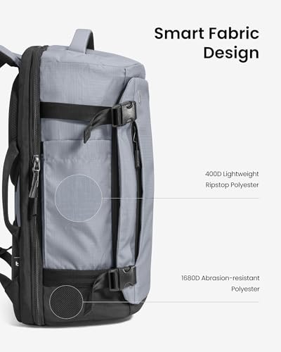 tomtoc Travel Backpack 28L,TSA Personal Item Bag Flight Approved,PFAS Free - color: Silver Gray-ripstop, size: 28L