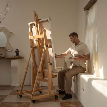 MEEDEN Enlarged Heavy Duty H-Frame Easel: Artist Wooden Studio Easel - color: Natural, size: X-Large