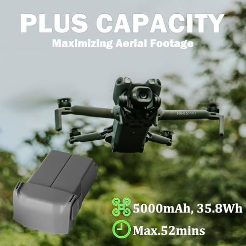 2 Pack Intelligent Flight Battery Plus for DJI Mini 5 Pro 5000mAh-7.16V Max.52 Mins Extended Fly Time for DJI BWXNN5-4680-7.16 Replacement - color: 2 Pack