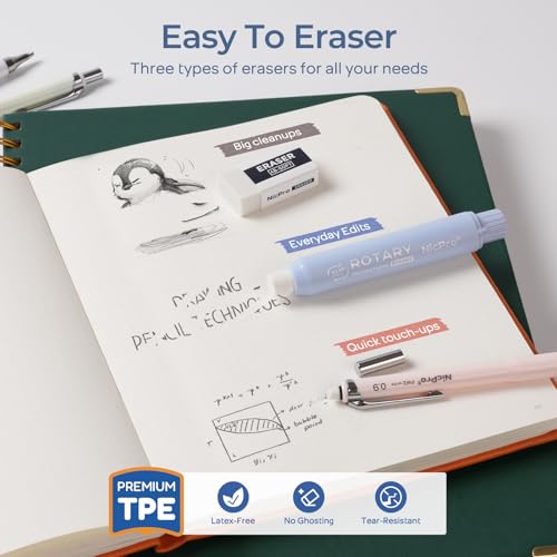 Nicpro Cute Mechanical Pencil Set, 4PCS 0.9mm Pastel Drafting Pencils - style: 0.9mm