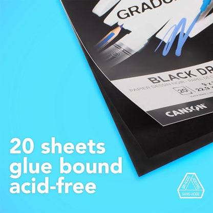 Canson Graduate Drawing Paper Pad, Black, 9x12 in - color: Black Paper, size: 9x12 inch