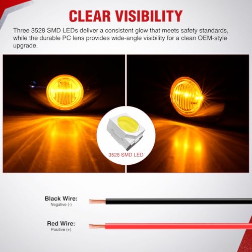 Nilight 3" Oval LED Trailer Marker Light, Chrome Bezel Amber Lens - color: Amber 3" 10Pcs