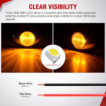 Nilight 3" Oval LED Trailer Marker Light, Chrome Bezel Amber Lens - color: Amber 3" 10Pcs