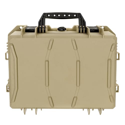 Eylar 18" Hard Camera Case Dry Box with Pull & Pluck Foam - Waterproof Gear Case, Lightweight Stacker Design for Camera, Lenses & Electronics (Tan) - color: Tan
