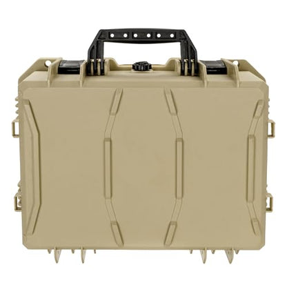 Eylar 18" Hard Camera Case Dry Box with Pull & Pluck Foam - Waterproof Gear Case, Lightweight Stacker Design for Camera, Lenses & Electronics (Tan) - color: Tan