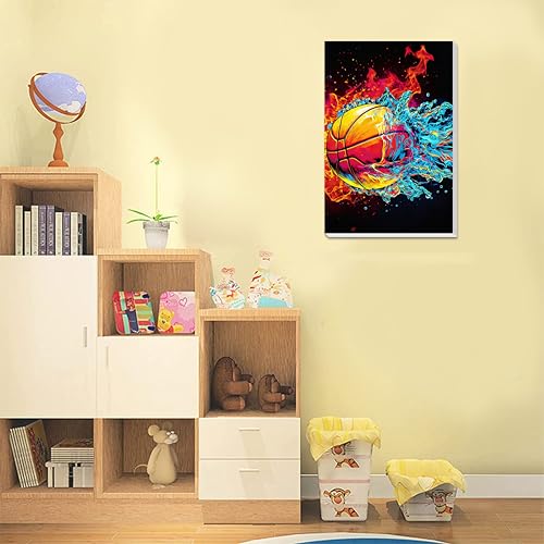 Basketball Paint by Numbers Kit for Kids with Framed Canvas - Wooden Easel - color: BKH2205