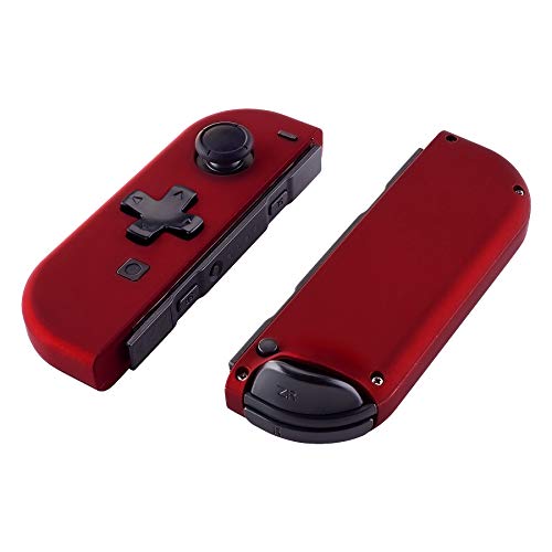 eXtremeRate Soft Touch Red Joycon Handheld Controller Housing (D-Pad Version) with Full Set Buttons, DIY Replacement Shell Case for Nintendo Switch & Switch OLED Joy-Con – Console Shell NOT Included - color: Red