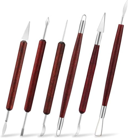 Clay Tools Sculpting for Polymer Air Dry Modeling Clay Beginners & Professionals Ideal for DIY Pottery & Ceramics Tools Double-Sided Polymer Carving Tools Kit (6)