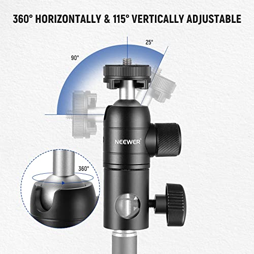 NEEWER Light Stand Mount Adapter w Cold Shoe & 1/4" Screw Mini Ball Head - style: ST-GM06