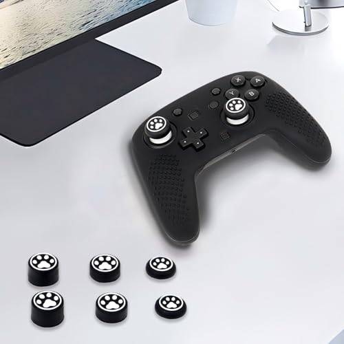 RALAN Controller Skin with 6 Thumb Grips for Switch 2 Pro Controller, Anti-Slip Silicone Controller Cover Protector Case - color: Black