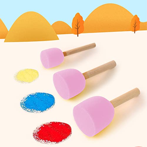 WAFJAMF 40 Pcs Round Sponges Brush Set 4 Sizes DIY Painting Tools Pink - color: Pink