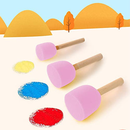 WAFJAMF 40 Pcs Round Sponges Brush Set 4 Sizes DIY Painting Tools Pink - color: Pink