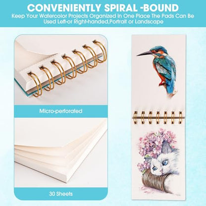 Small Watercolor Paper Pads 3.5"×5.5",30 Sheets,140lb/300gsm Sketchbook - size: 3.5”×5.5“