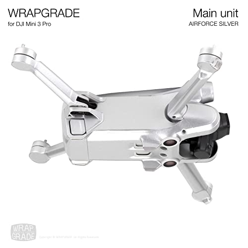 WRAPGRADE Skin Stickers Compatible with DJI Mini 3 Pro | Main Unit (Airforce Silver) - color: Airforce Silver