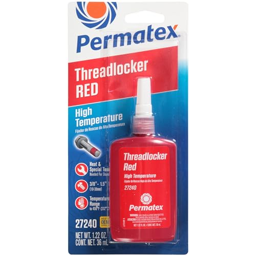 Permatex 27240 High Temperature Threadlocker Red, 36 ml - size: 36 ml, style: Liquid - High Temperature