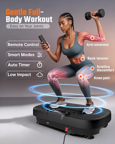 Renoj 3D Vibration Plate Exercise Machine, 200W Motor, 455lbs Capacity - color: Matte Black