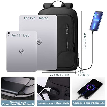hk Backpack for Men Business Slim Laptop Bag - color: Black, size: 15.6 Inch