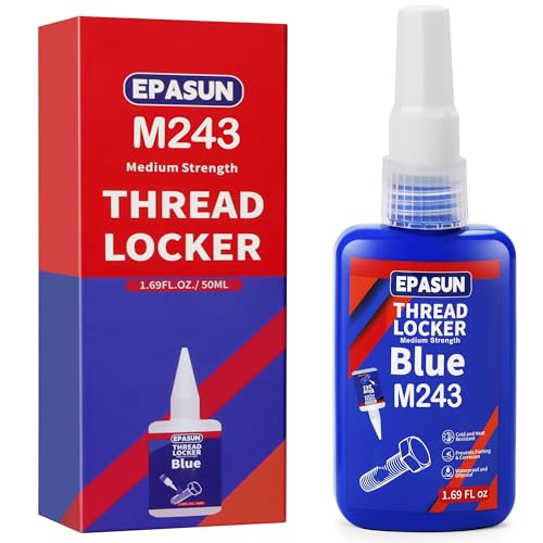 EPASUN 50ml Threadlocker Blue M243, Thread Lock Medium Strength Lock Tight for Nuts, Bolts, Fasteners, and Metals to Prevent Loosening and Corrosion