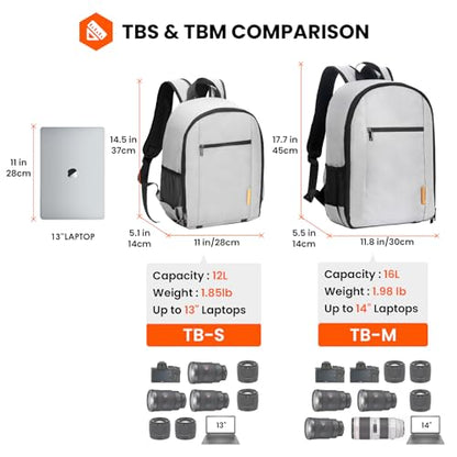 TARION Small Camera Backpack for Photographers Compact 12L Grey TB-S - color: Grey, size: Small