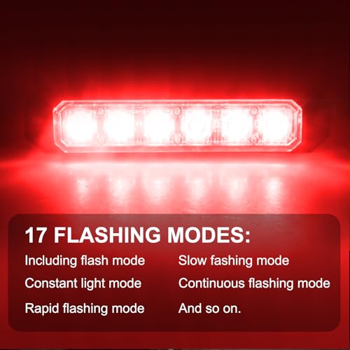 4PCS 6-LED Red Flashing Strobe Lights for Trucks Cars Vehicles