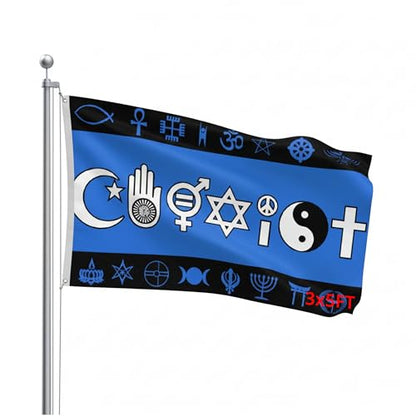 SSK® Blue Coexist Outdoor Flag - Large 3' x 5', Weather-Resistant Polyester - color: Coexist (Blue)
