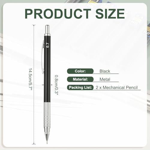 PATIKIL 2Pcs Mechanical Pencil 0.9mm, Lead Pencils Mechanical Holder, Black - color: Black