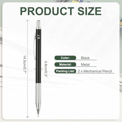 PATIKIL 2Pcs Mechanical Pencil 0.9mm, Lead Pencils Mechanical Holder, Black - color: Black