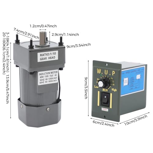 0-135RPM 60W 10K Variable Speed AC Gear Reduction Motor with Controller - color: 60W 10K