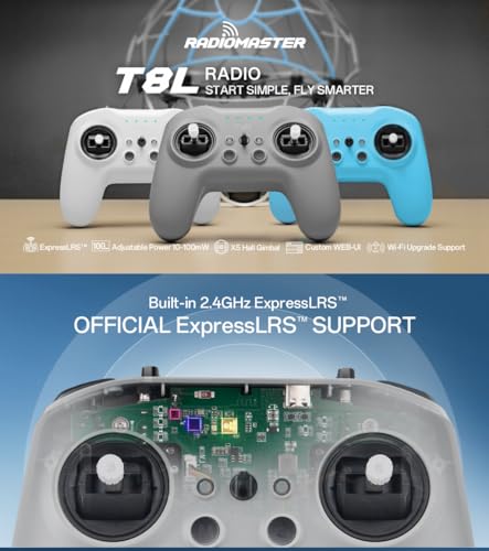RadioMaster T8L 2.4GHz 10CH CRSF Protocol Transmitter (White ELRS Mode 2)