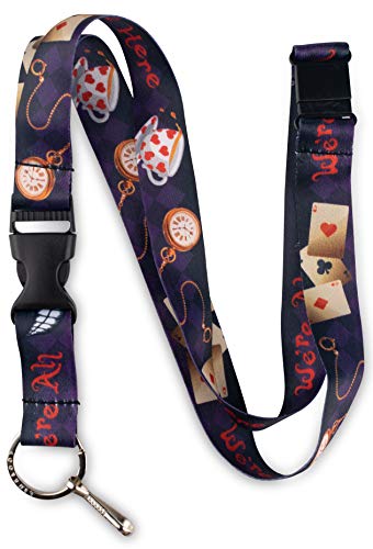 Limeloot Lanyard for Keys, ID Badge, Accessories | Neck Lanyard for Men and Women with Quick Release Buckle and Flat Ring - color: Alice in Wonderland