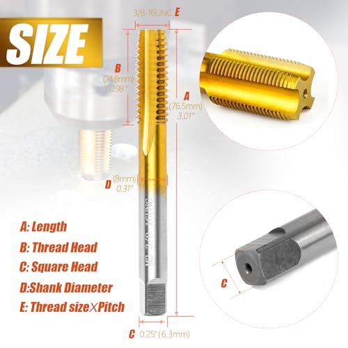 3/8"-16 UNC Thread Tap for Metal,3/8"-16 UNC M2 HSS Thread Milling Tap - size: 3/8"-16UNC