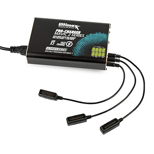 Ultimaxx Intelligent Rapid Pro Charger for DJI Mavic Drones 2 Hub -3 Batteries + 2 USB Ports